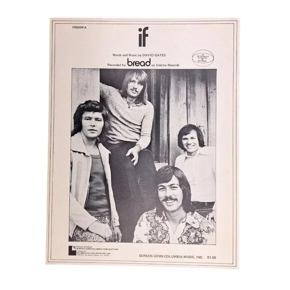 Vintage 1971 Bread If Sheet Music David Gates Screen Gems Columbia Music Elektra - Picture 1 of 4